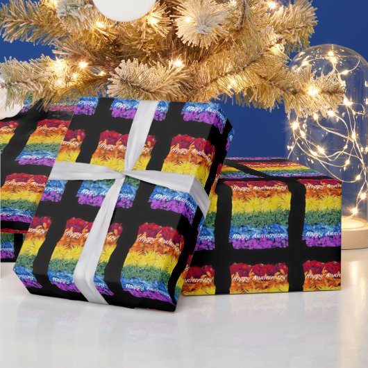 Pride Flowers Happy Jubileum Wrapping Paper Cadeaupapier (Feestdagen)