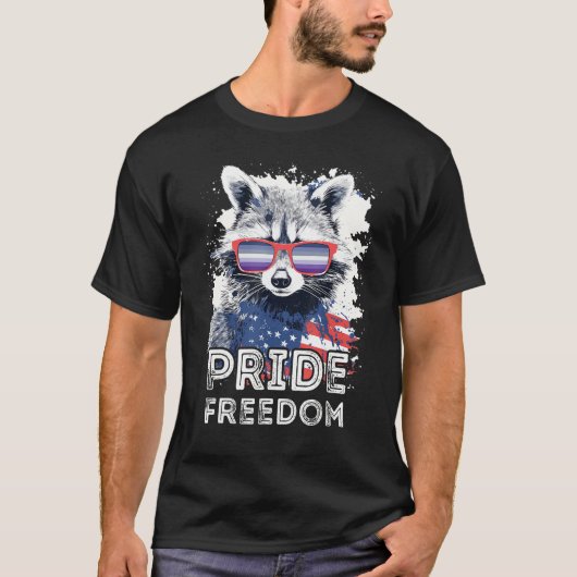 Pride Freedom  Raccoon Butch Lesbian Sunglasses Fl T-shirt (Voorkant)