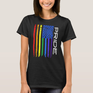 Pride Gay LGBT Maand  Retro Rainbow Amerika T-shirt