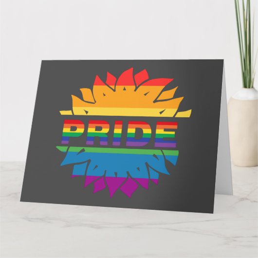 Pride-gay lgbtq-queer-regenboogzonnebloem kaart (Voorkant)