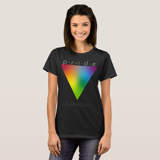 Pride Gay LGBTQ Queer Trendy Rainbow Triangle Naam T-shirt (Voorkant volledig)