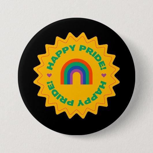 Pride. Gelukkig trots. Homogene liefde, regenboogk Ronde Button 7,6 Cm (Voorkant)