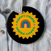 Pride. Gelukkig trots. Kieliefde, regenboogkleur Ronde Button 6,0 Cm (In situ)