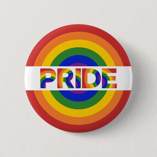 PRIDE Geometric Rainbow Bullseye Ronde Button 5,7 Cm (Voorkant)