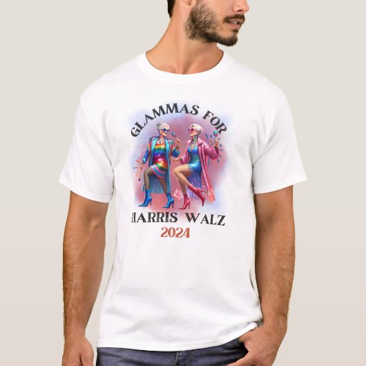 PRIDE GLAMMAS VOOR HARRIS WALZ T-SHIRT (Voorkant)