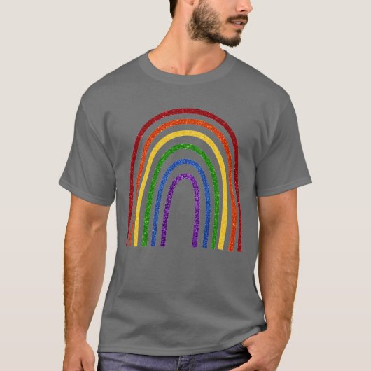Pride Glitter Handgetekende regenboog T-shirt (Voorkant)