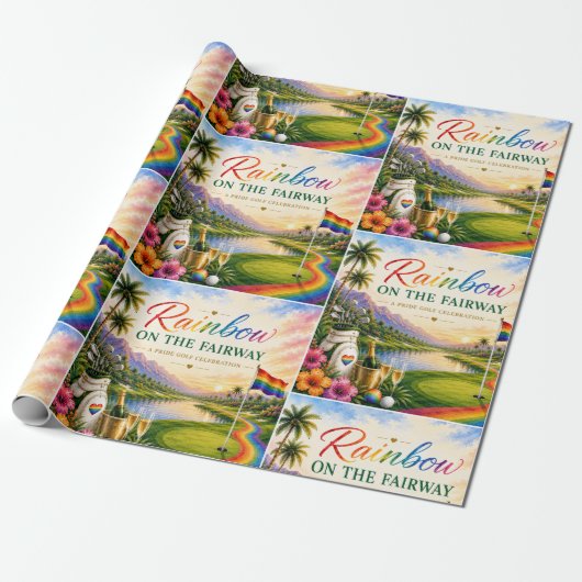 Pride Golf Regenboog op de Fairway Viering Cadeaupapier (Uitgerold)