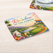 Pride Golf Regenboog op de Fairway Viering Kartonnen Onderzetters (Schuin)