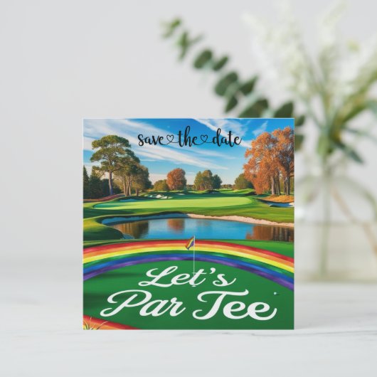Pride golfbaan toernooi voor golfers save the date (Staand voorkant)