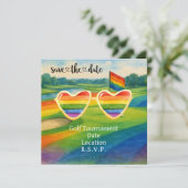 Pride golfbaan toernooi voor golfers save the date (Staand voorkant)