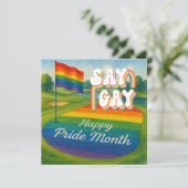 Pride golfbaan toernooi voor golfers save the date (Staand voorkant)