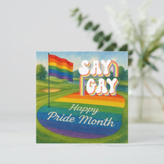 Pride golfbaan toernooi voor golfers save the date (Staand voorkant)