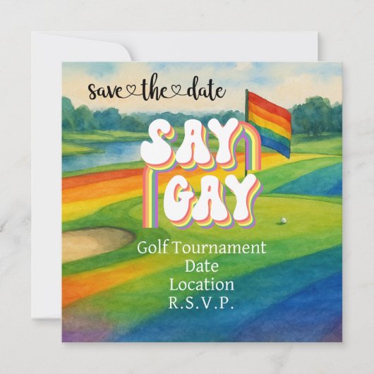 Pride golfbaan toernooi voor golfers save the date (Voorkant)