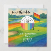 Pride golfbaan toernooi voor golfers save the date (Voorkant)