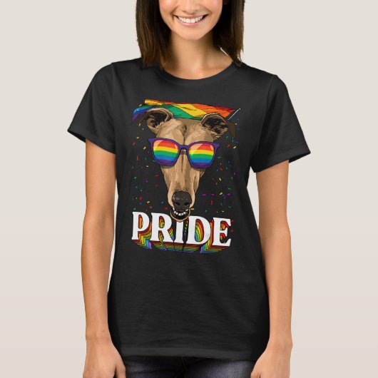 Pride Greyhound LGBTQ Rainbow Flag Pride Month Pet T-shirt (Voorkant)