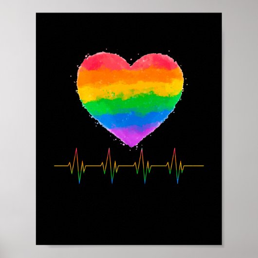 Pride Heart Beat Pulse LGBTQ Community Pride Poster (Voorkant)