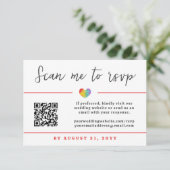 Pride Heart Gay Lesbian Wedding QR Code Online RSVP Kaartje (Staand voorkant)