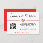 Pride Heart Gay Lesbian Wedding QR Code Online RSVP Kaartje (Voorkant / Achterkant)