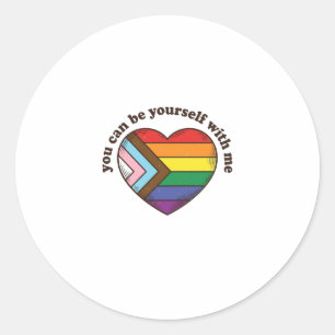 Pride Heart Je Kan Jezelf Zijn Met Mij T-shirt Des Ronde Sticker