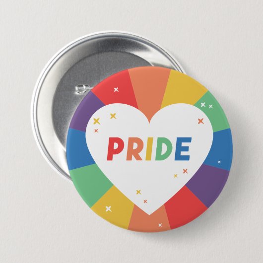 Pride Heart Sparkle Ronde Button 7,6 Cm (Voorkant /achterkant)