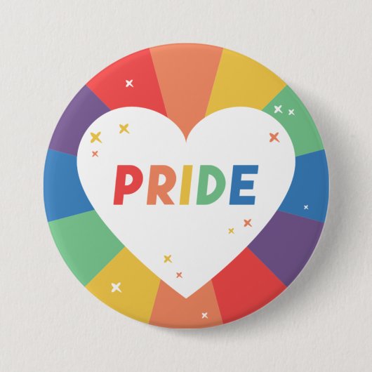 Pride Heart Sparkle Ronde Button 7,6 Cm (Voorkant)