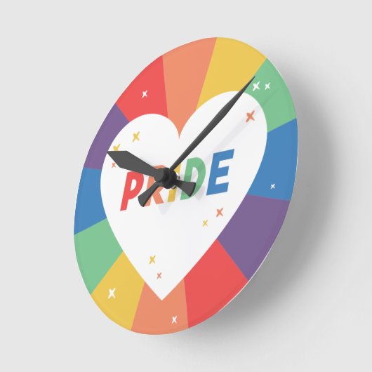 Pride Heart Sparkle Ronde Klok (Hoek)