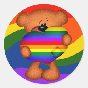 Pride Heart Teddy Bear Ronde Sticker