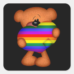 Pride Heart Teddy Bear Vierkante Sticker