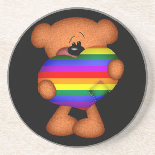 Pride Heart Teddy Bear Zandsteen Onderzetter