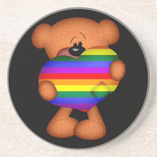 Pride Heart Teddy Bear Zandsteen Onderzetter (Voorkant)