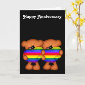 Pride Heart Teddy Bears Happy Jubileum Kaart (Gele Bloem)
