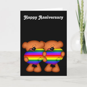 Pride Heart Teddy Bears Happy Jubileum Kaart
