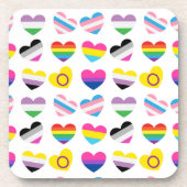 Pride Hearts Cork-Backed Onderzetters (Voorkant)