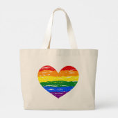 Pride Hearts Crayon Regenboog LGBT Vlag Hart Grote Tote Bag (Achterkant)
