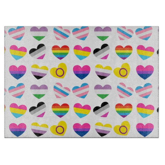 Pride Hearts Glass Cutting Board Snijplank (Voorkant)
