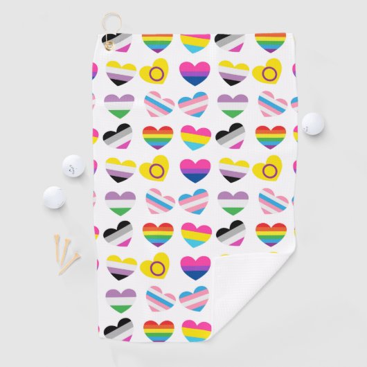 Pride Hearts Golf Towel Golfhanddoek (Insitu)