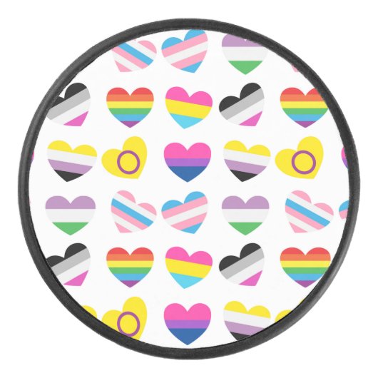 Pride Hearts Hockey Puck (Voorkant)