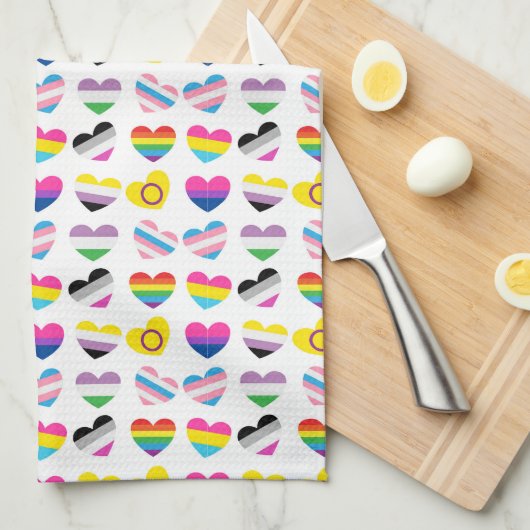 Pride Hearts Kitchen Towel Theedoek (Quarter Fold)