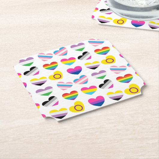 Pride Hearts-Onderzetters Kartonnen Onderzetters (Gekanteld)