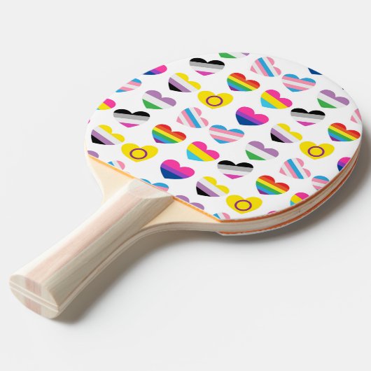 Pride Hearts Ping Pong Paddle Tafeltennisbatje (Achterkant Gekanteld)