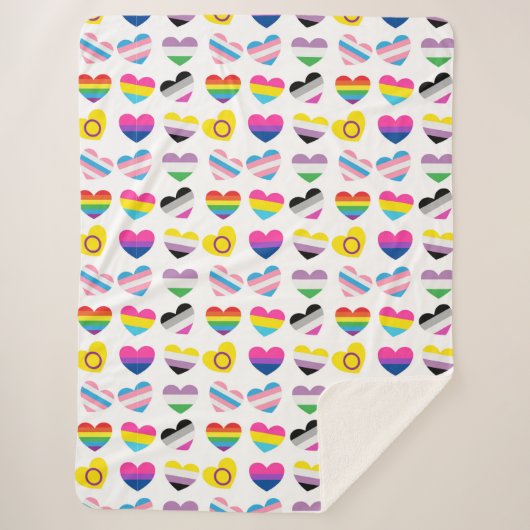 Pride Hearts Sherpa Blanket Deken (Voorkant)