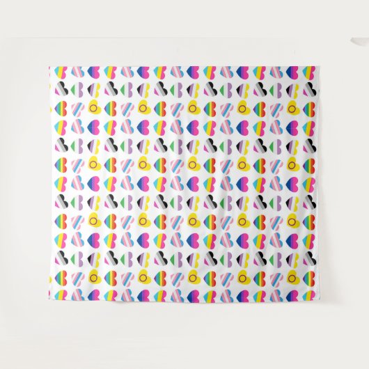 Pride Hearts Tapestry Wandkleed (Voorkant (horizontaal))