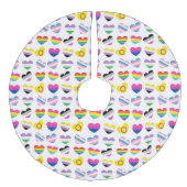 Pride Hearts Tree Skirt Imitatie Linnen Kerstboom Kleed (Voorkant)