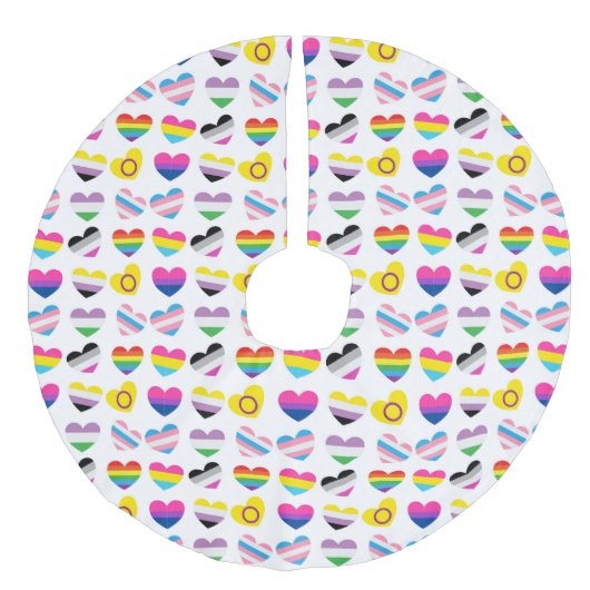 Pride Hearts Tree Skirt Imitatie Linnen Kerstboom Kleed (Voorkant)