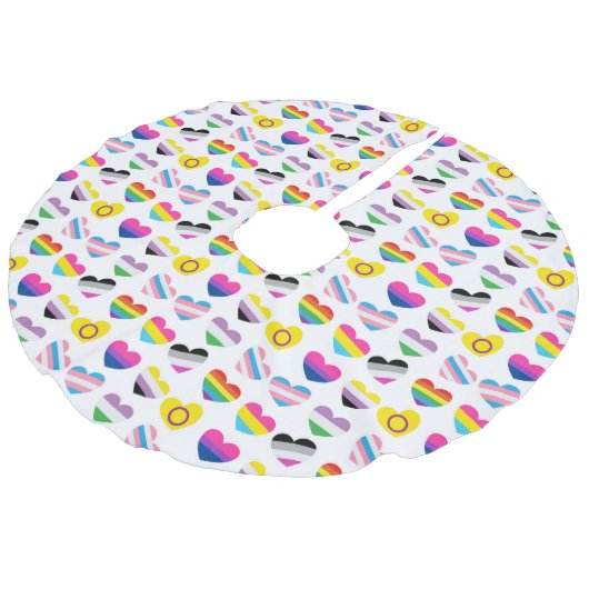 Pride Hearts Tree Skirt Imitatie Linnen Kerstboom Kleed (Gekanteld)