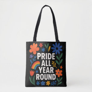 Pride het hele jaar door LGBTQ+ Regenboogontwerp Tote Bag