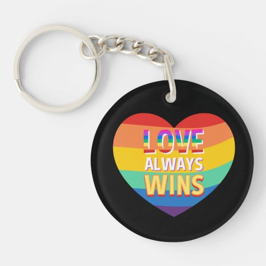 Pride homo- liefde wint altijd. Regenboogkleur. Sleutelhanger (Voorkant)
