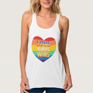 Pride homo- liefde wint altijd. Regenboogkleur. Tanktop