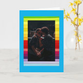 Pride homokoppel gevouwen wenskaart kaart (Gele Bloem)