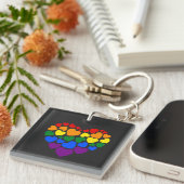 Pride- homoregenboogkleurig hart voor liefde sleutelhanger (Voorkant Rechts)